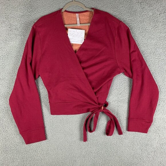 Fabletics Mandy Wrap Top Plus 3X Cherry Burst Side Tie After Yoga Jacket NWT NEW - Picture 3 of 15